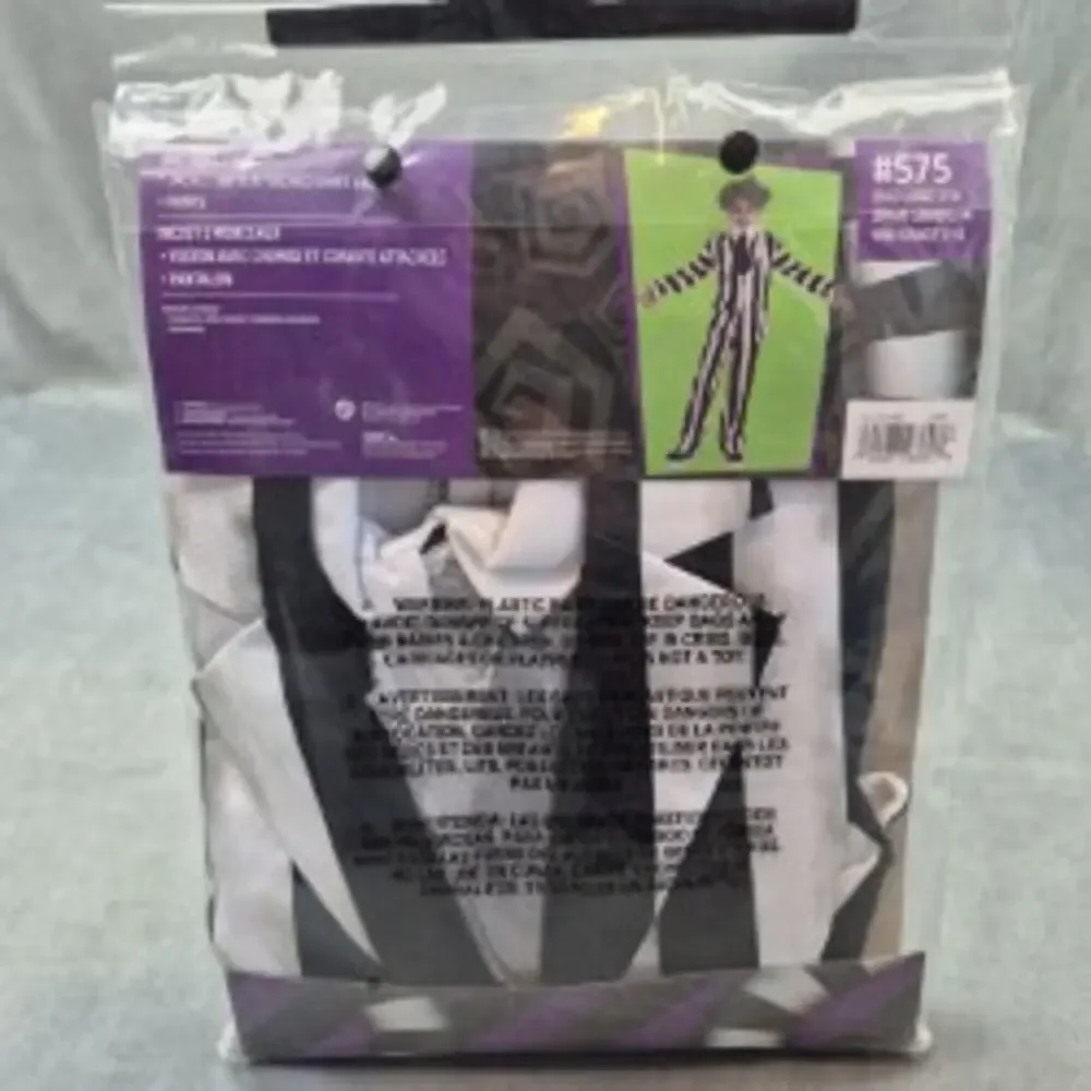 Beetlejuice Child Kids Costume Halloween Cosplay Dress Up NEW Size Large - Picture 2 of 6